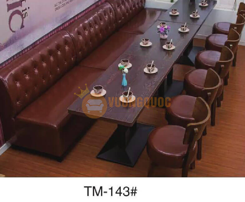 Bộ bàn ghế nhà hàng màu nâu sang trọng HOY TM143-1